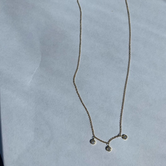Jennifer Meyer Gold 3 Diamond Necklace - Picture 2 of 6